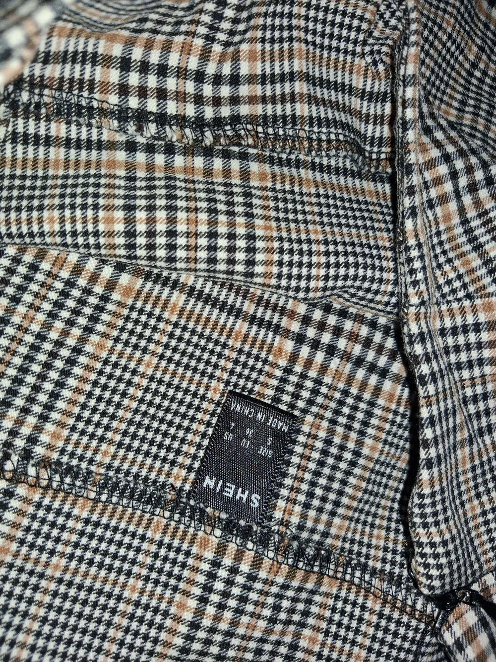 SHEIN Black and Tan  Plaid Skirt